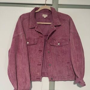 POL Starlight Corduroy Jean Jacket - Pink